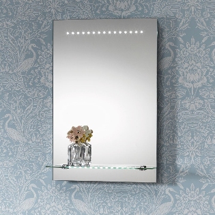 Bologna Mirror with LED Lights & Lit Shelf - 395 x 600mm
